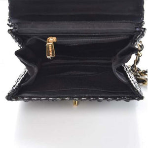 CHANEL Vintage 90s Black Lambskin Leather Classic Flap Quilted Mini Shoulder  Bag
