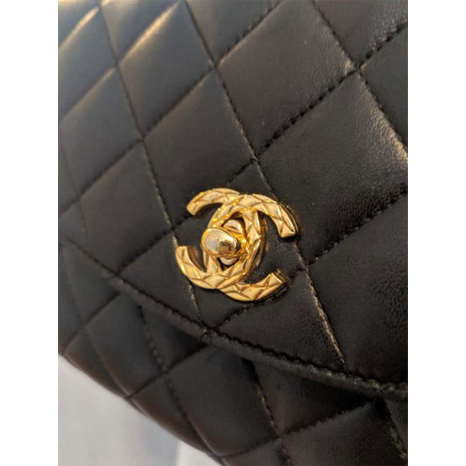 Chanel, Vintage, Half Moon Black Quilted Leather Bag