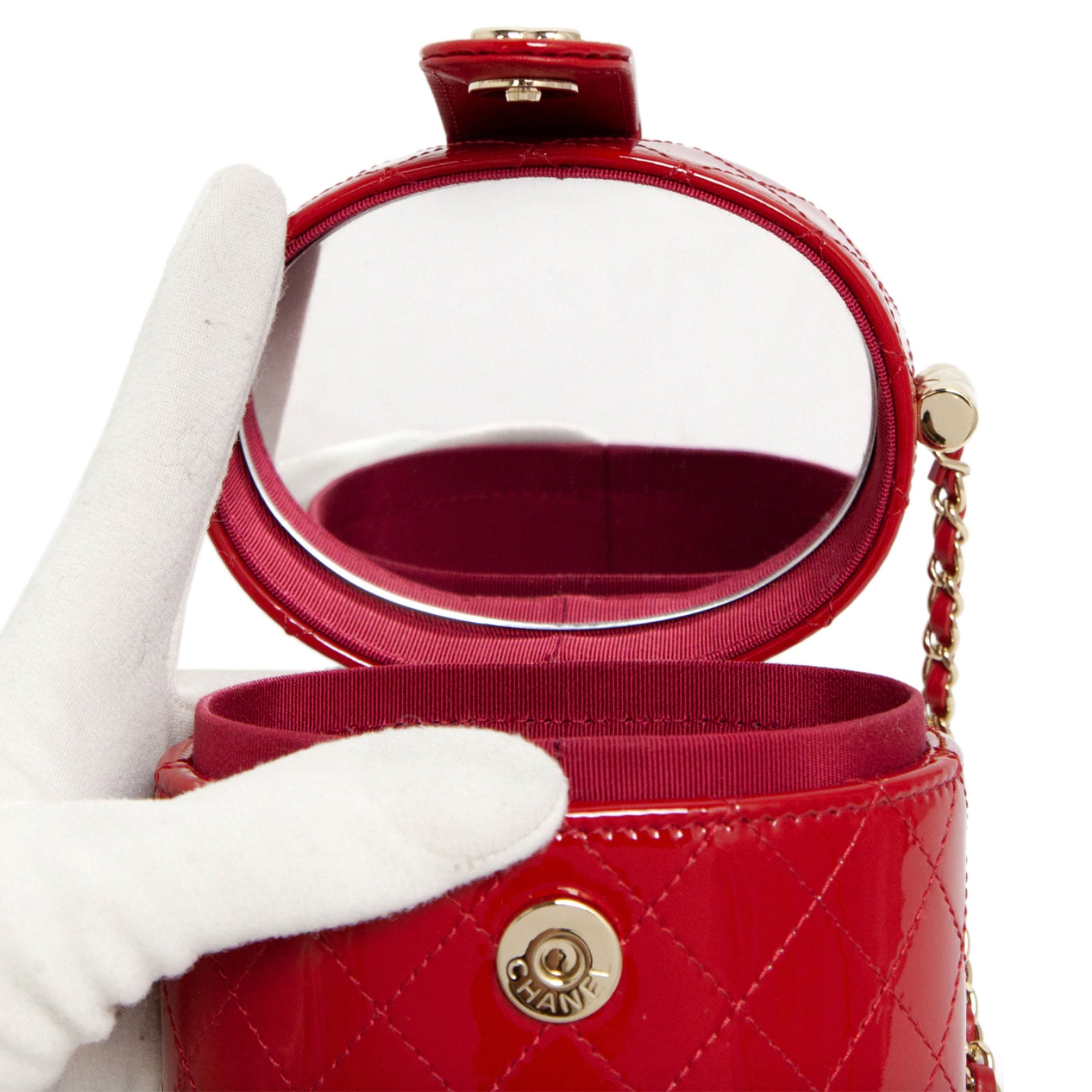 Chanel Micro Mini Red Quilted Patent Leather Jewelry Box Crossbody Bag –  House of Carver