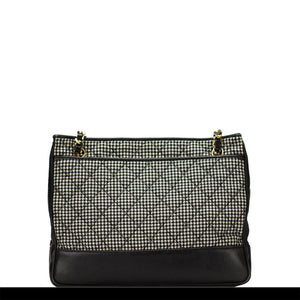 Chanel Quilted Wool Houndstooth Lambskin Camera Tote