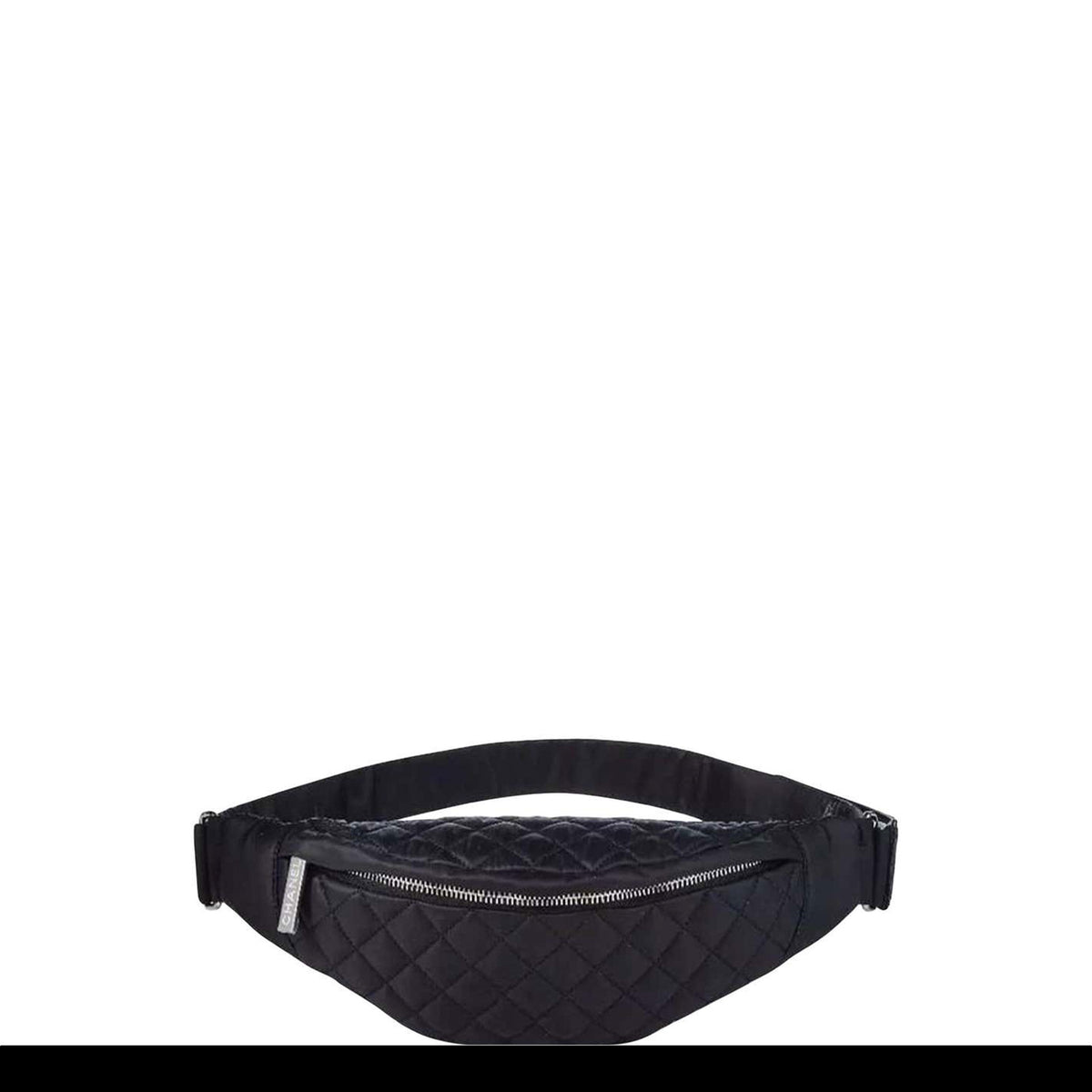 Chanel Black Old Travel Line Belt Bag White Nylon Cloth ref.124411