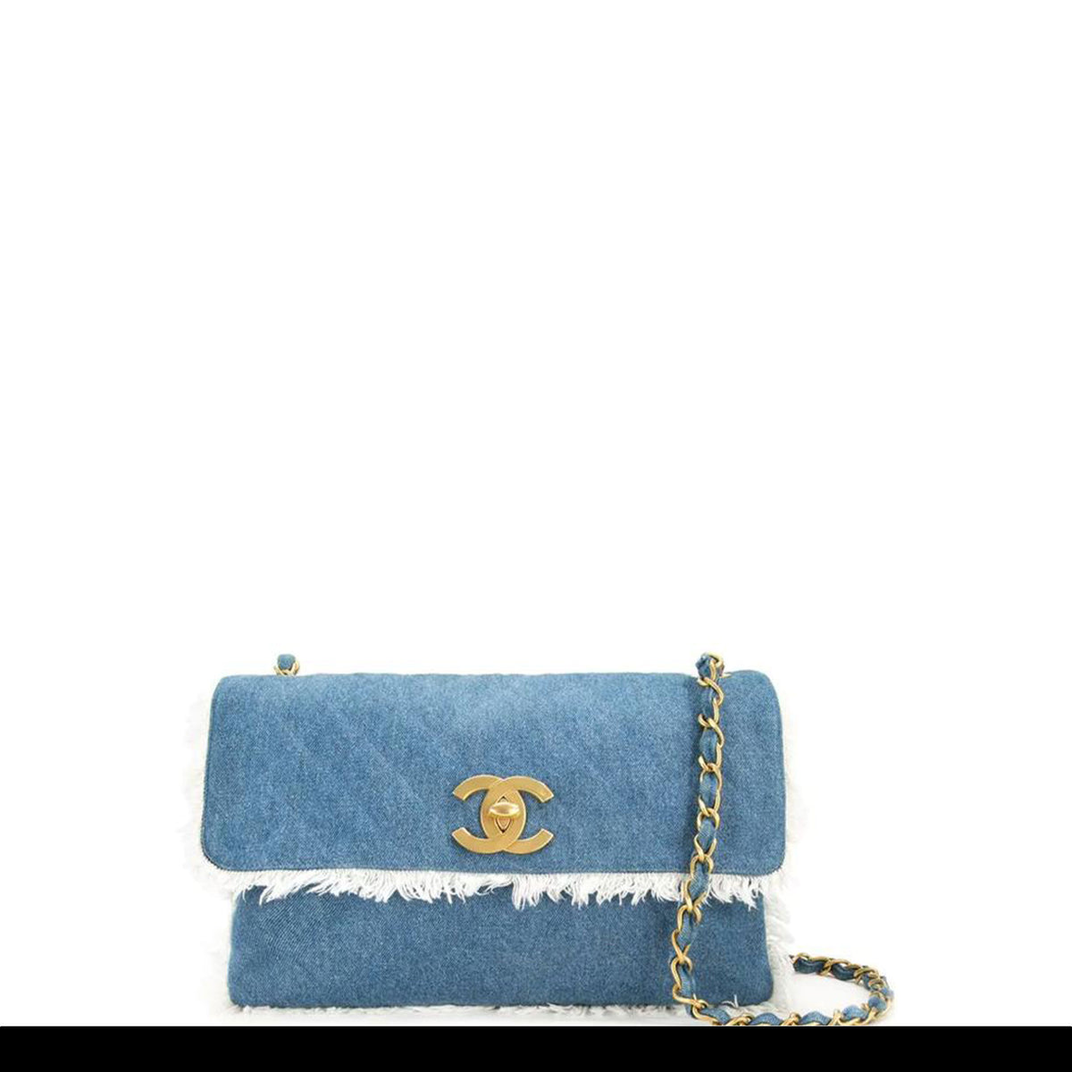 Chanel Burgundy Acetate Frame and Blue Denim CC Oversized