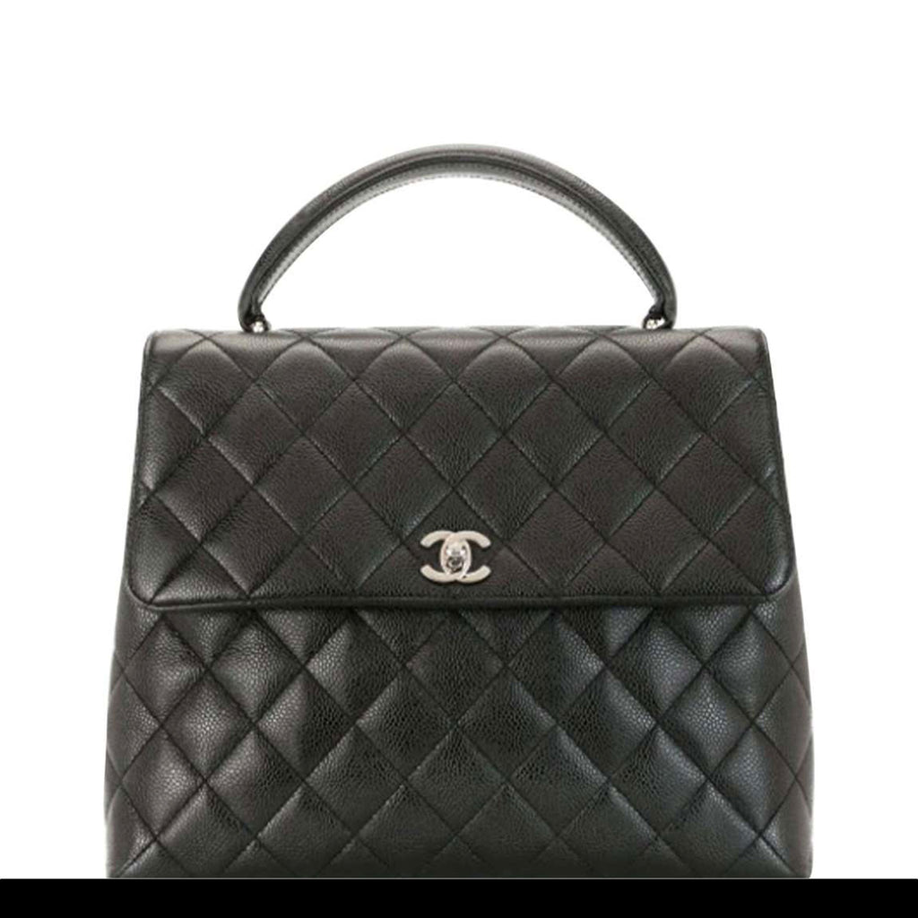 Chanel vintage top handle diamond quilted tote bag