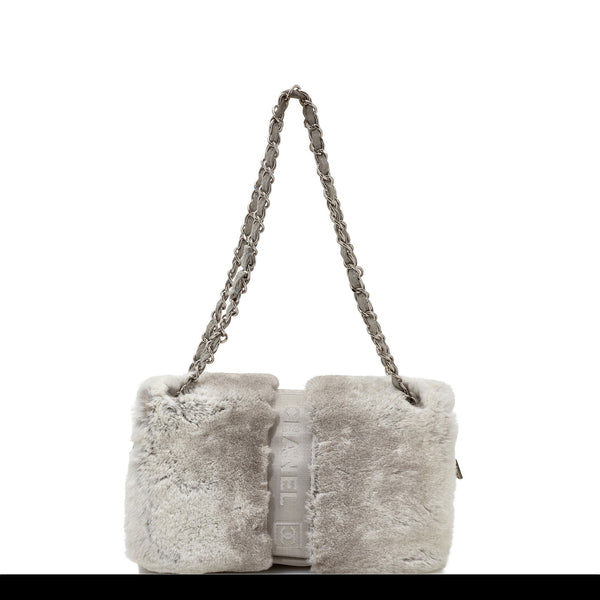 Chanel Vintage Grey Fur Sport Belt Lock Shoulder Bag – House of Carver