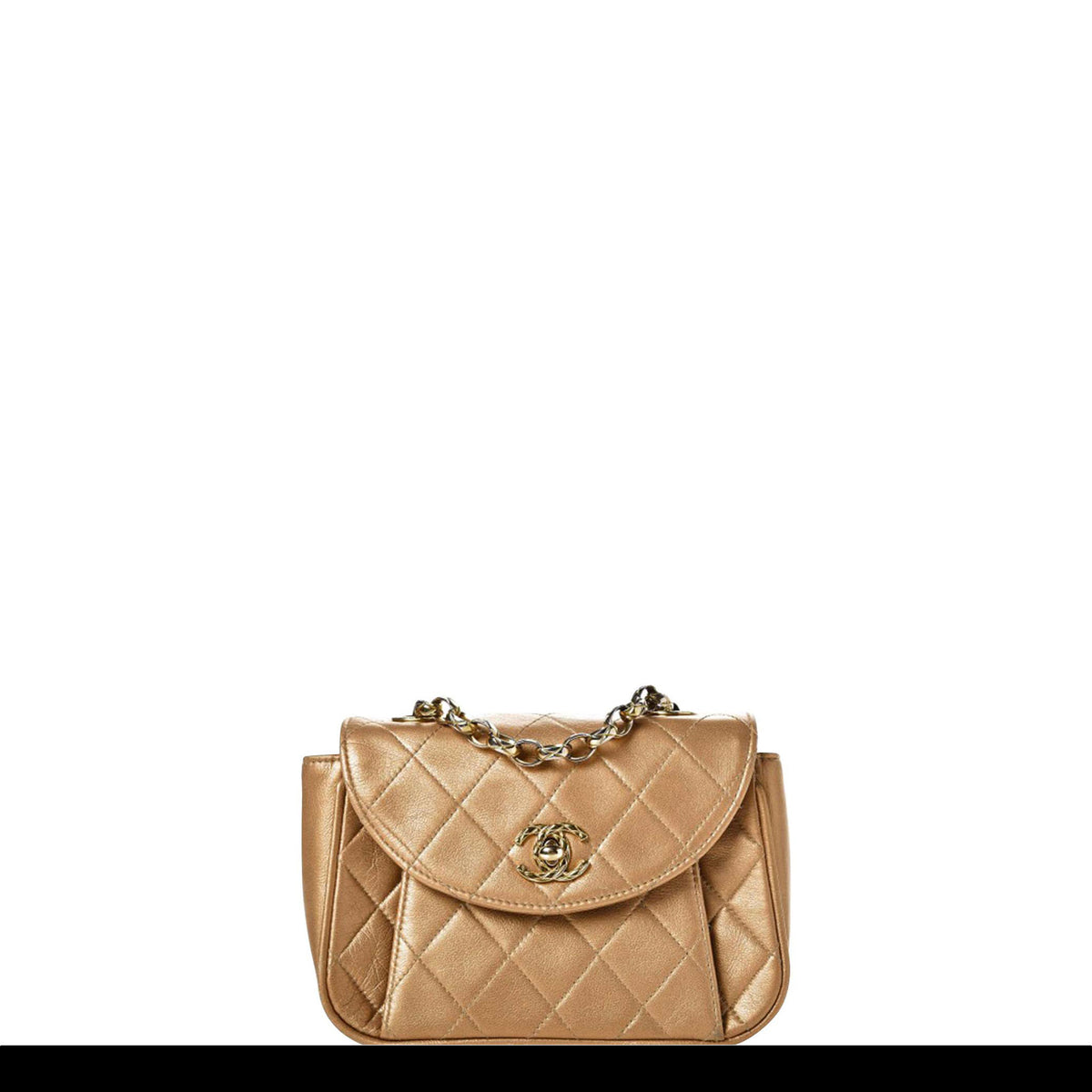 Chanel Vintage 90's Metallic Lambskin Mini Quilted Flap Gold Cross Bod –  House of Carver