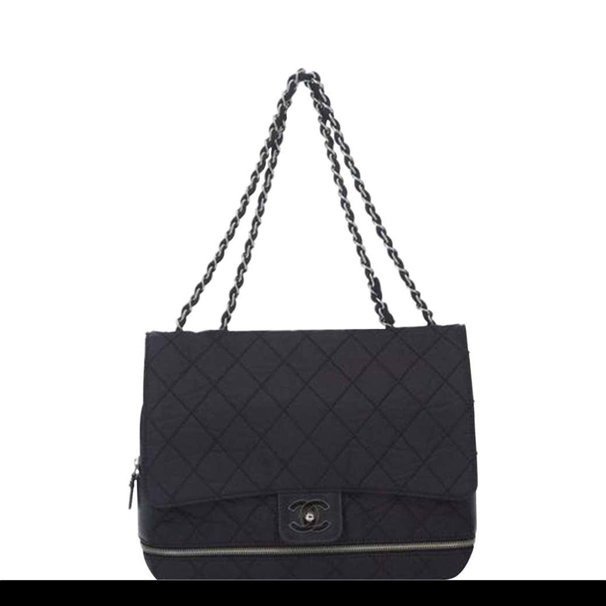 Chanel Matelasse Chain Flap Black Nylon Shoulder Bag – House of Carver