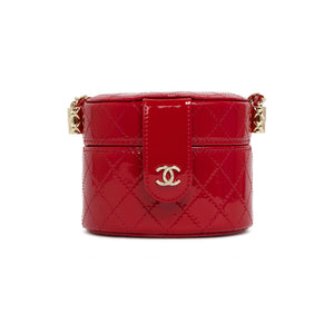 Chanel Micro Mini Red Quilted Patent Leather Jewelry Box Crossbody