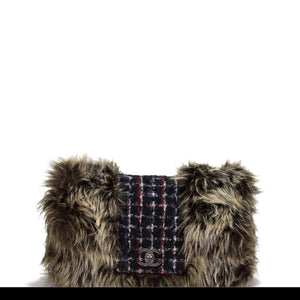 Chanel Faux Fur Tweed Jumbo Flap