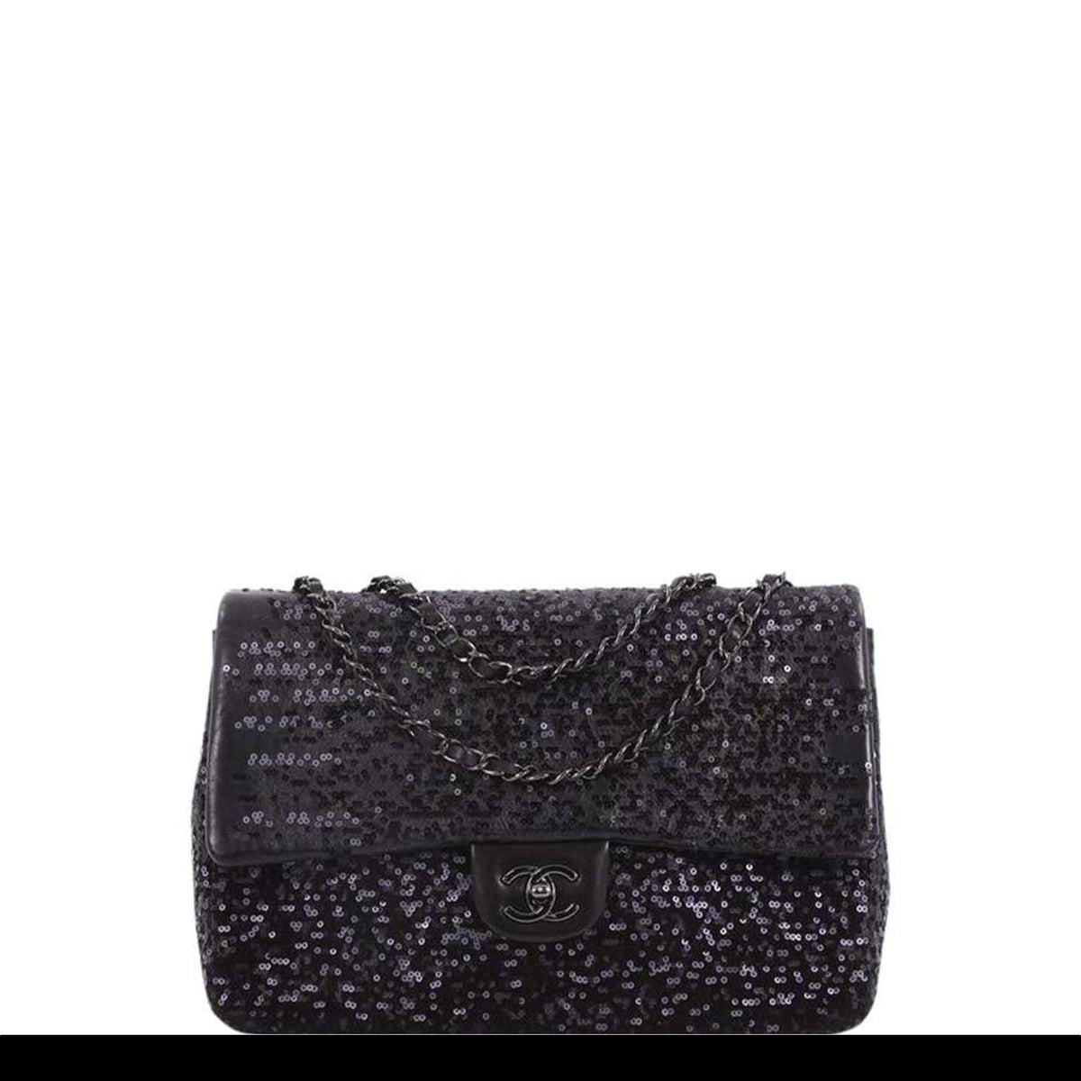 Chanel Classic Flap CC Obsession Rare Black with Dark Blue Pearls Lambskin Bag