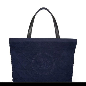 Chanel Timeless Tote XL Navy Blue Beach Bag