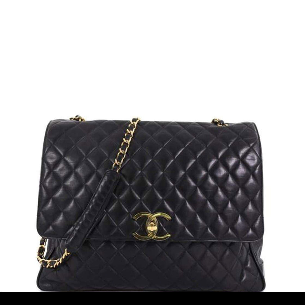 Chanel In The Classic Flap Vintage Large Business Shoulder Briefcase Black Bag