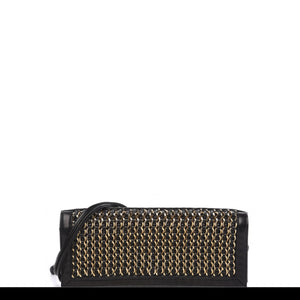 Chanel Vintage Black Lambskin Chain-Embellished Clutch Flap Bag