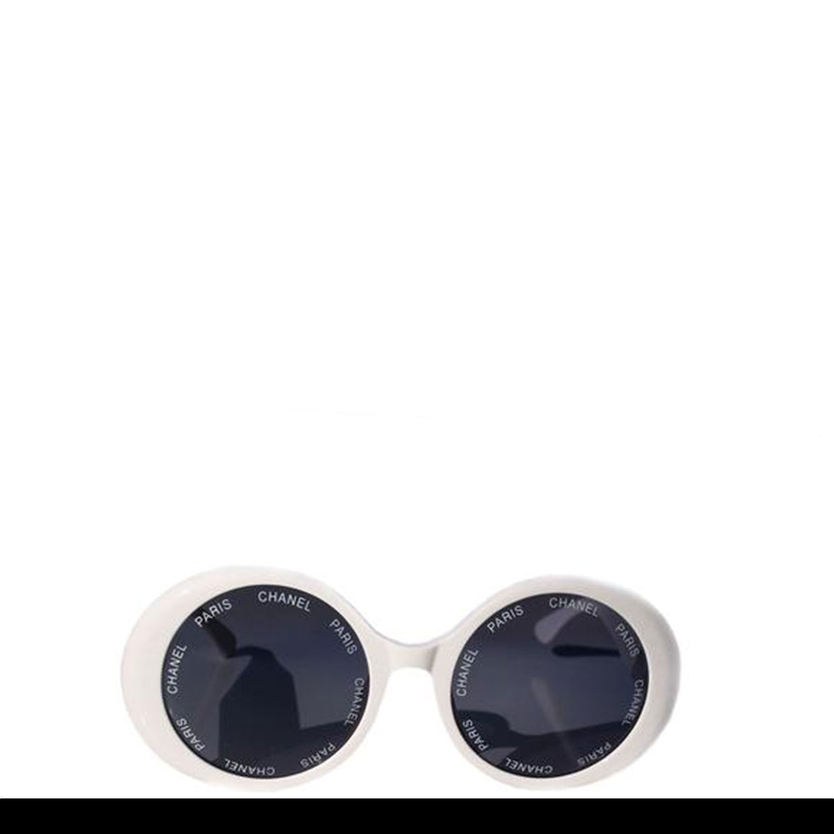 Vintage 1993 Iconic CHANEL Round White Sunglasses 