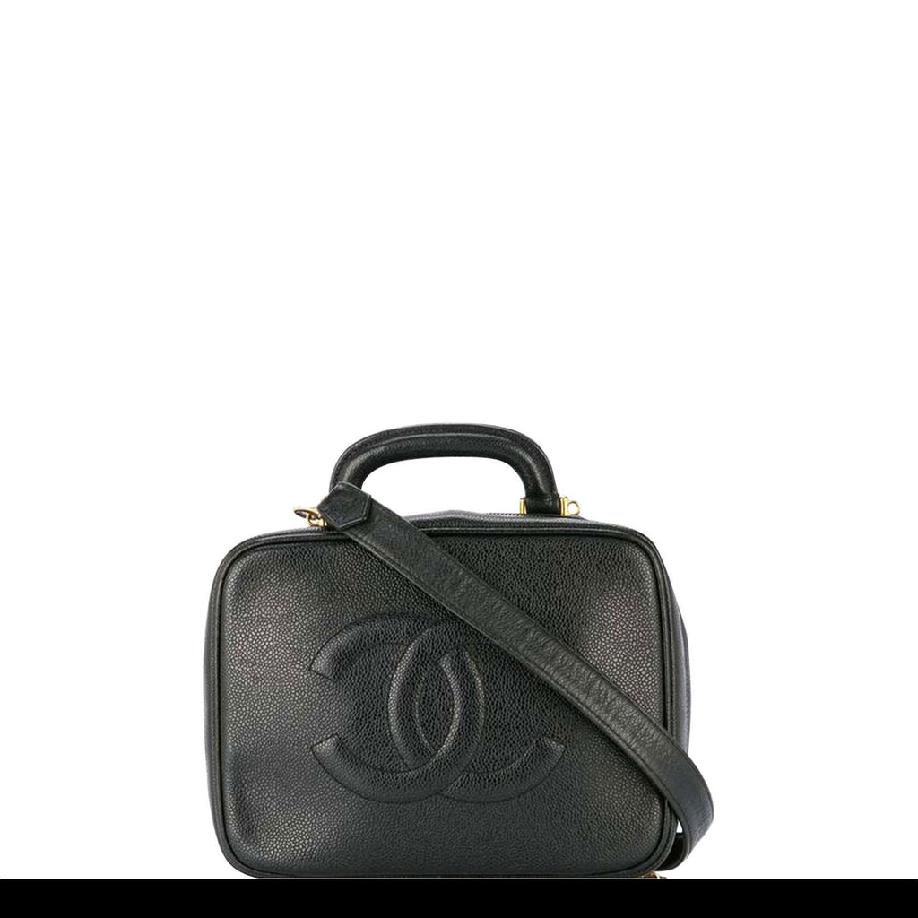 CHANEL Vintage *RARE* 1996 Fall Black Patent Quilted Vanity Box Bag