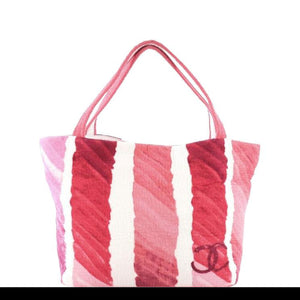 Chanel Cc Beach Medium Pink Terry Cloth Tote