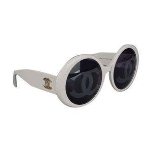 Chanel White Vintage 1993 Iconic Cc Logo Lenses Sunglasses