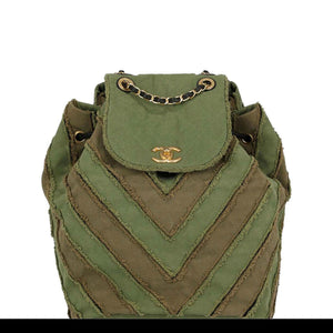 Chanel Green Chevron Pattern Cruise Coco Cuba Collection Backpack