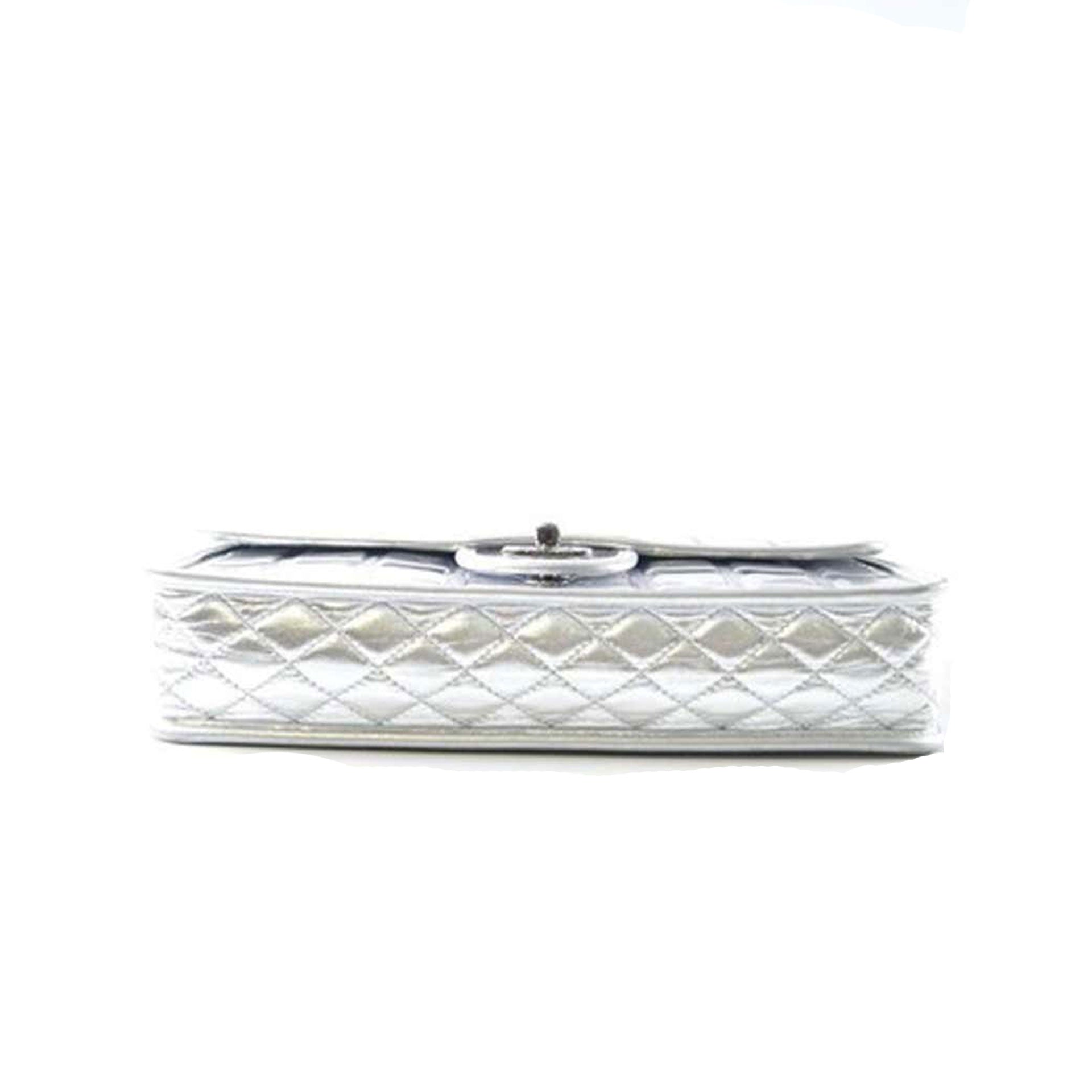 Chanel Ice Cube Flap Metallic Silver Leather Shoulder Bag