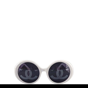 Chanel White Vintage 1993 Iconic Cc Logo Lenses Sunglasses
