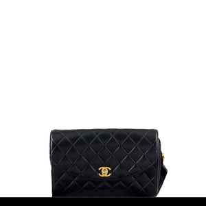 Chanel Classic Flap Rare 1991 Vintage Quilted Black Lambskin Shoulder Bag