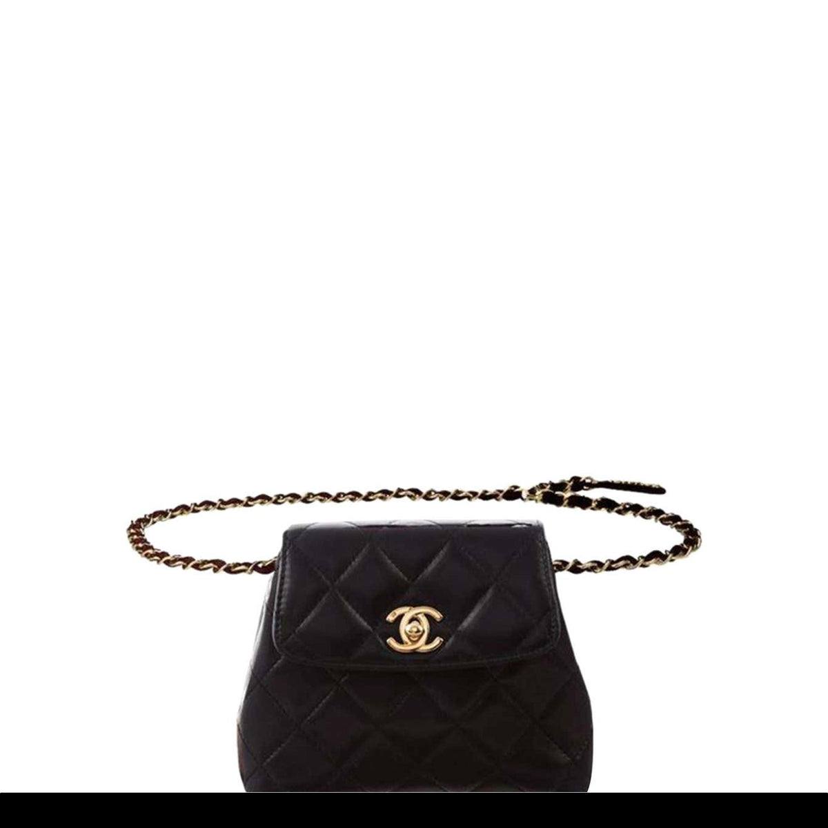 Chanel Bum Rare Vintage Mini 1997 Fanny Pack Waist Belt Pouch Black  Lambskin Bag