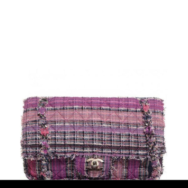 Chanel Pink Tweed Quilted Classic Jumbo Double Flap Bag – FashionsZila