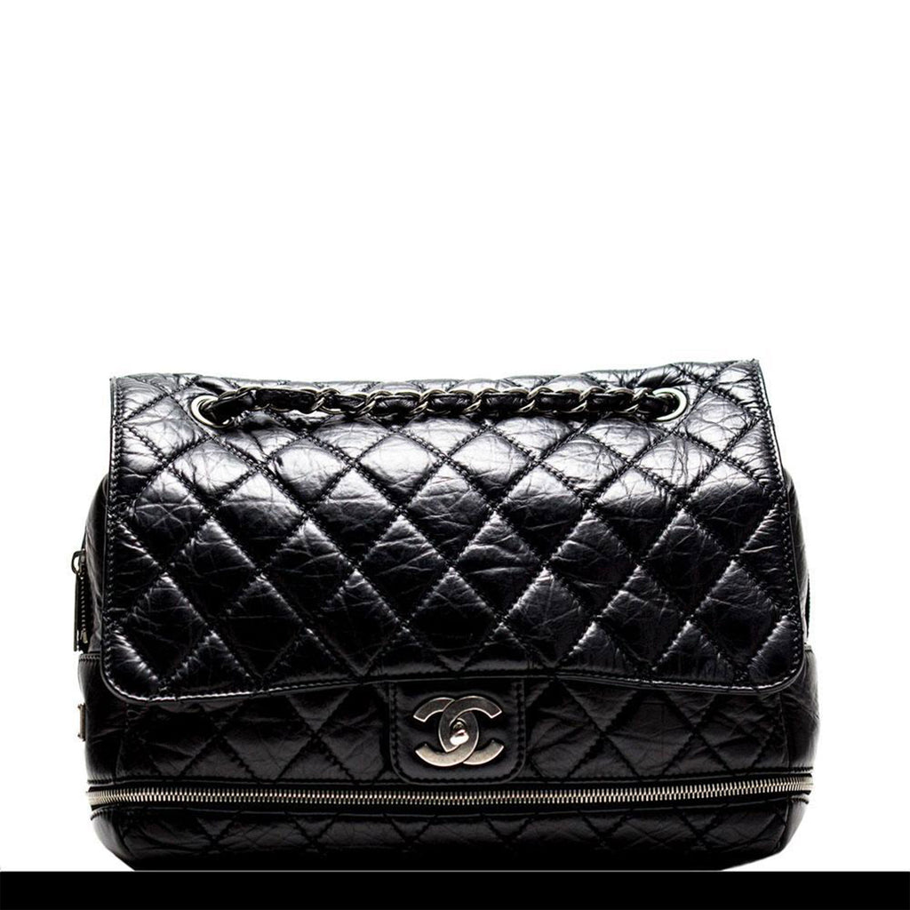 Chanel Large Classic Flap Limited Edition Pny Jumbo Expandable Calfskin Maxi Black Bag