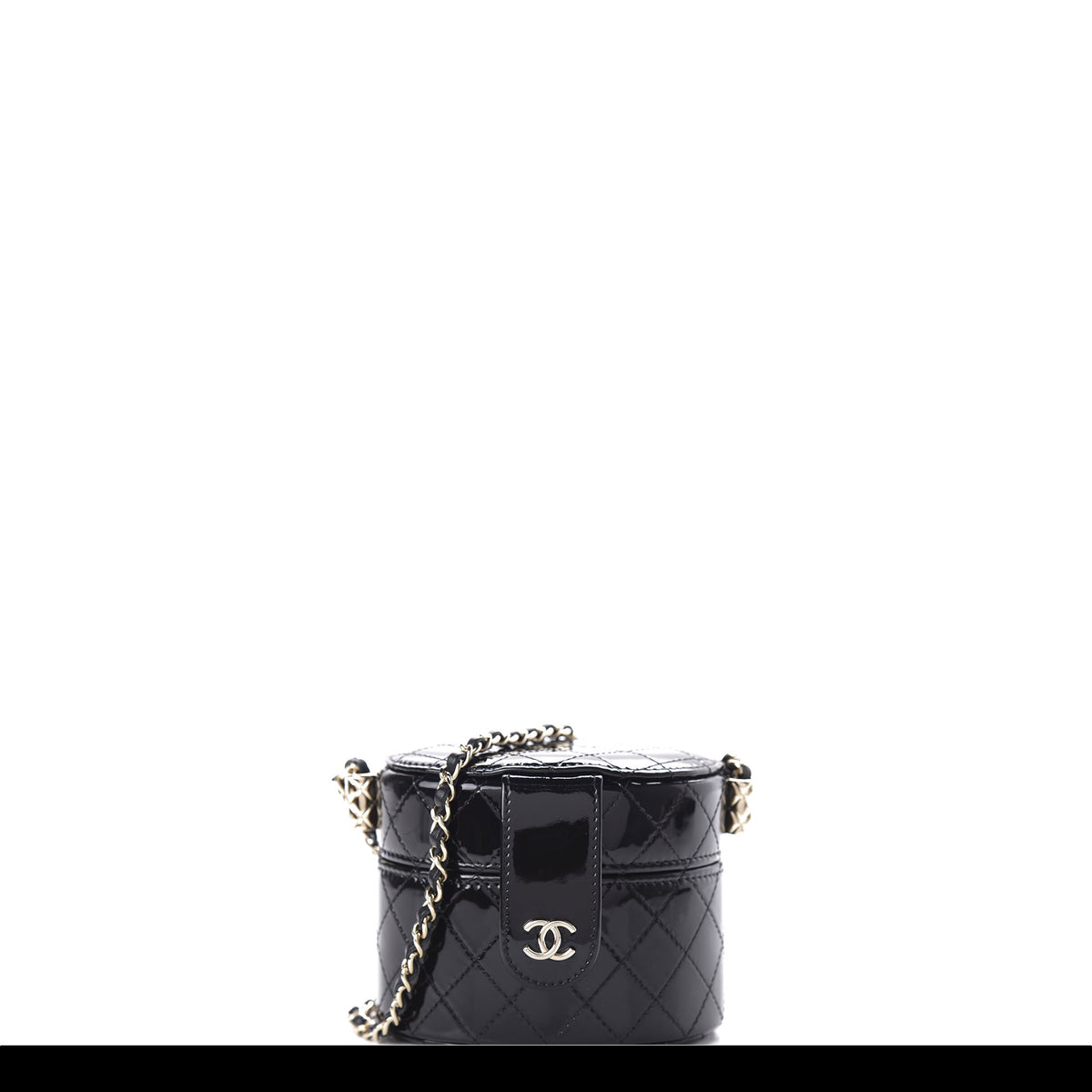 Chanel Micro Mini Black Quilted Patent Leather Jewelry Box