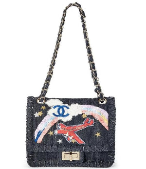 Chanel 2.55 Reissue Limited Edition Airplanes Flap Blue Denim Shoulder Bag