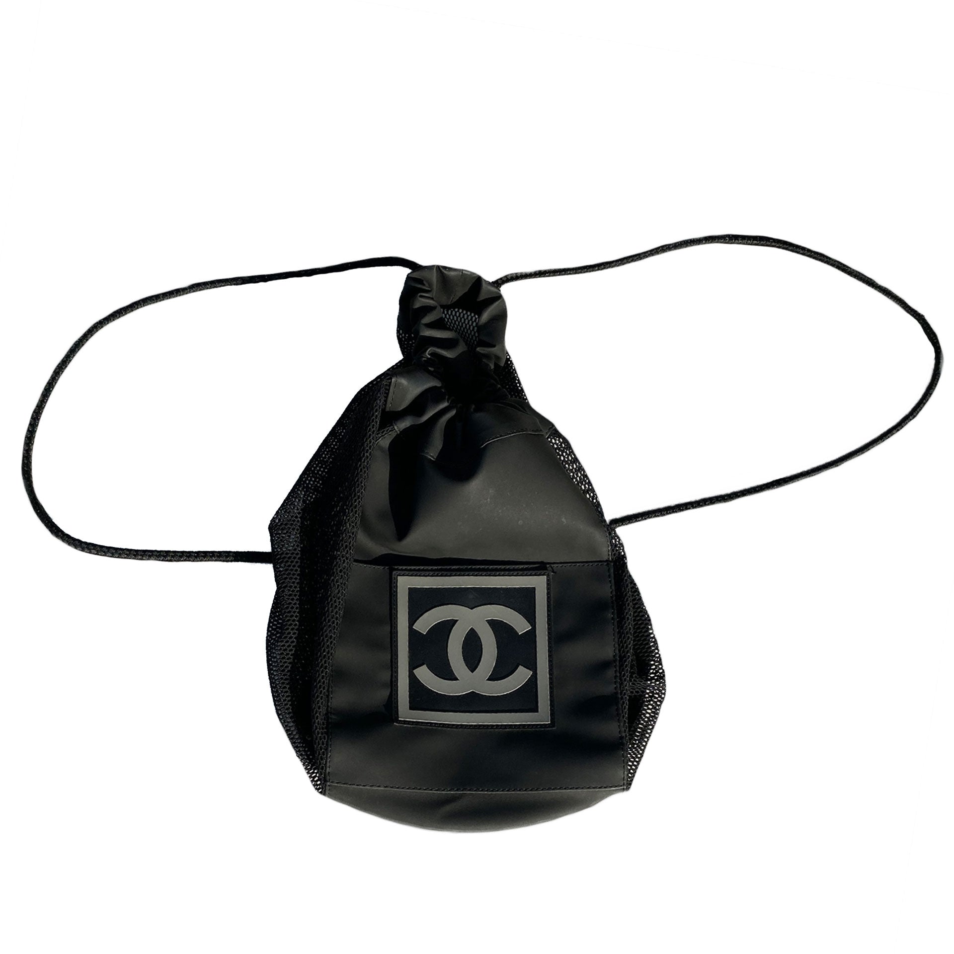 Chanel Black Canvas Drawstring Bucket Bag Chanel