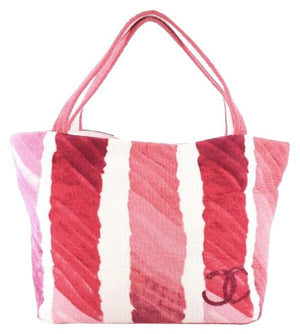 Chanel Cc Beach Medium Pink Terry Cloth Tote