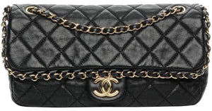 Chanel Classic Chain Me Around Single Flap Jumbo Maxi Cc Logo Ghw Black Calfskin Shoulder Bag