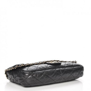 Chanel Classic Chain Me Around Single Flap Jumbo Maxi Cc Logo Ghw Black Calfskin Shoulder Bag