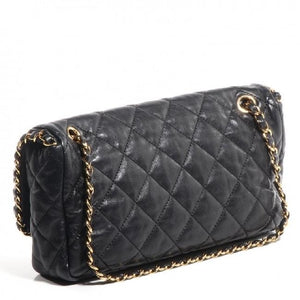 Chanel Classic Chain Me Around Single Flap Jumbo Maxi Cc Logo Ghw Black Calfskin Shoulder Bag