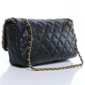 Chanel Classic Chain Me Around Single Flap Jumbo Maxi Cc Logo Ghw Black Calfskin Shoulder Bag