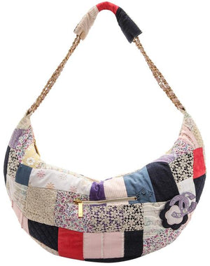 Chanel Classic Flap Limited Edition Classic Patchwork Assorted Multi Color Cotton Hobo Bag