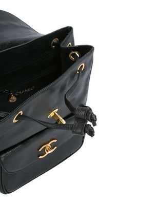 Chanel Vintage 90's Drawstring Caviar Black Leather Backpack