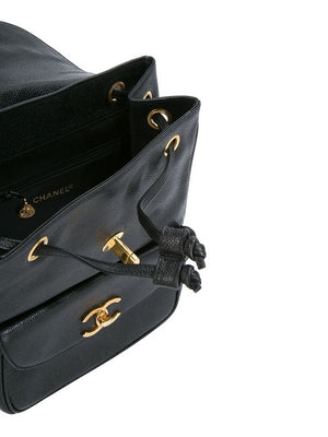 chanel vintage leather backpack black Chanel 2003 Caviar Leather Backpack