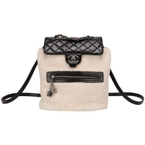 Chanel Paris-Salzburg Mountain Limited Edition Unisex Black Shearling & Calfskin Leather Backpack