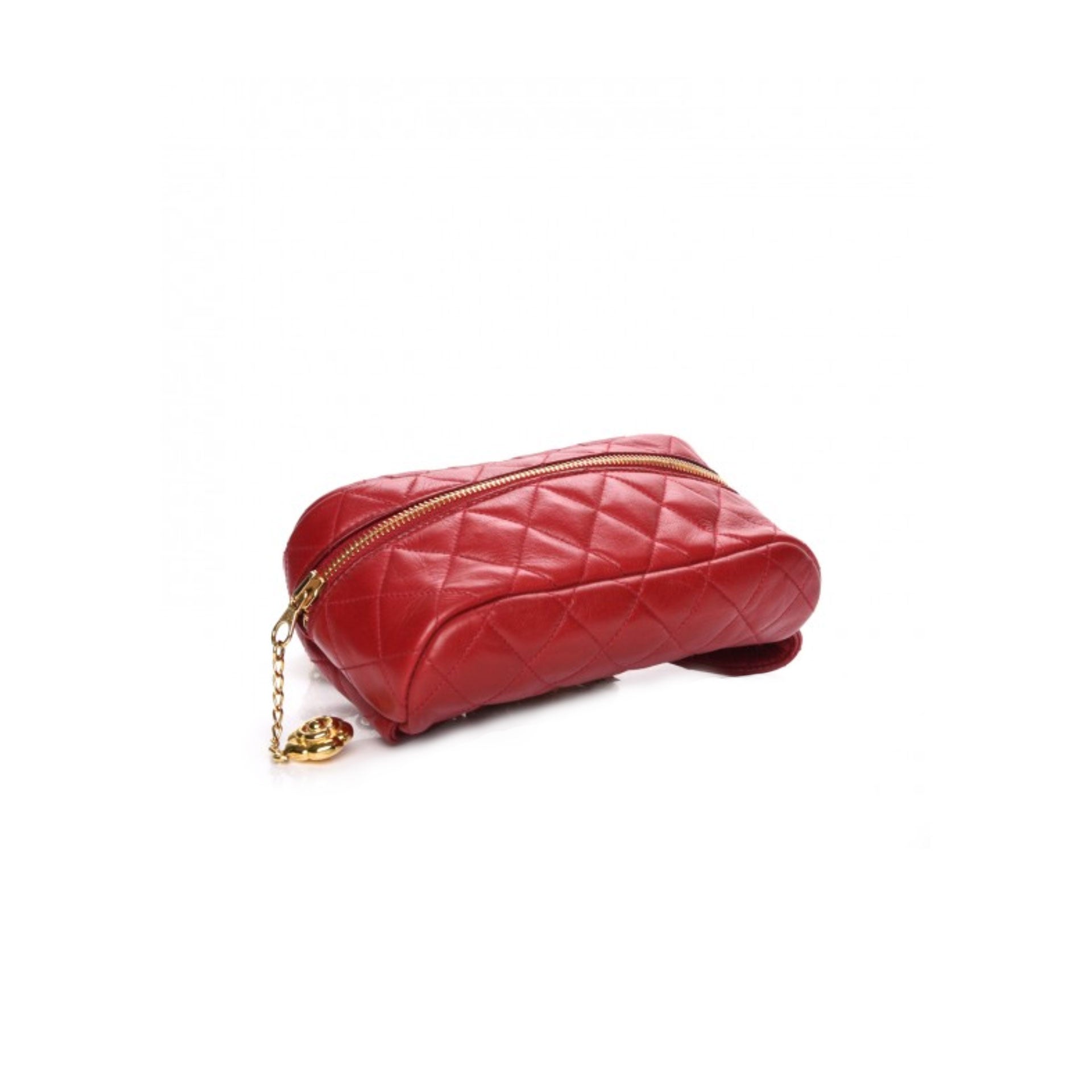 Red Leather Logo Print Belt Bag