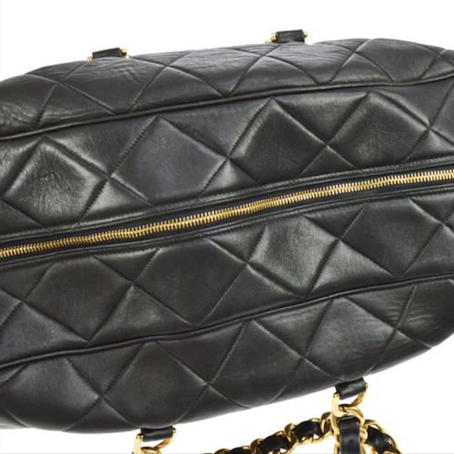 Chanel XL Black Quilted Lambskin Jumbo Boston Classic Duffle Bag Strap  862154 at 1stDibs