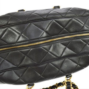 Chanel Shopping XL Quilted Jumbo Vintage 90's Runway Tote Black Calfskin Leather Weekend Travel Bag
