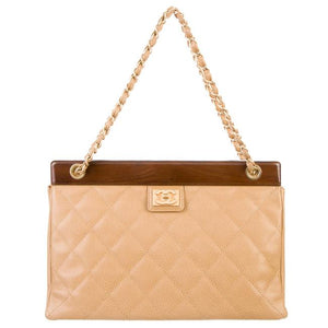 Chanel Timeless Tote Vintage Classic Wood Medium Beige Caviar Leather –  House of Carver