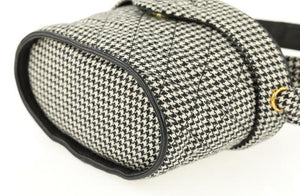 Chanel Vanity Case Very Rare Vintage 90’s Houndstooth Black and White Wool Bag