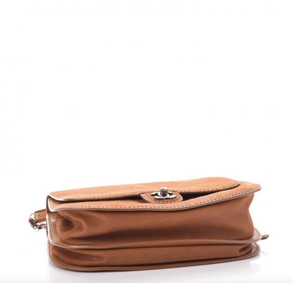 Chanel New Classic Flap Large Jumbo Quilted Saddle Brown Nubuck Leather Bag