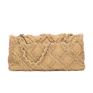Chanel Natural Tweed Crochet Beige Extra Large Limited Edition Jumbo Flap Bag
