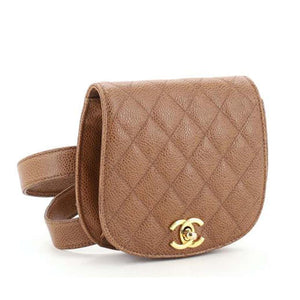 Chanel Vintage Beige CC Flap Waist Bag Quilted Caviar Small Bag – House of  Carver