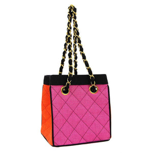 Chanel Multicolor Mini Vintage 90's Tote Bag Rare Pink Orange